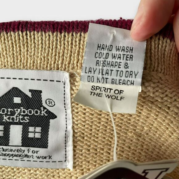 Storybook Knits Cardigan Spirit of the Wolf Beaded Embroider Native Size Large - Picture 11 of 12